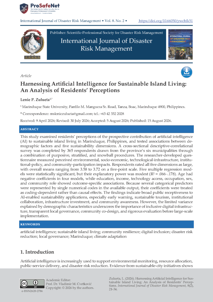 Harnessing Artificial Intelligence for Sustainable Island Living: An Analysis of Residents’ Perceptions Harnessing Artificial Intelligence for Sustainable Island Living: An Analysis of Residents’ Perceptions