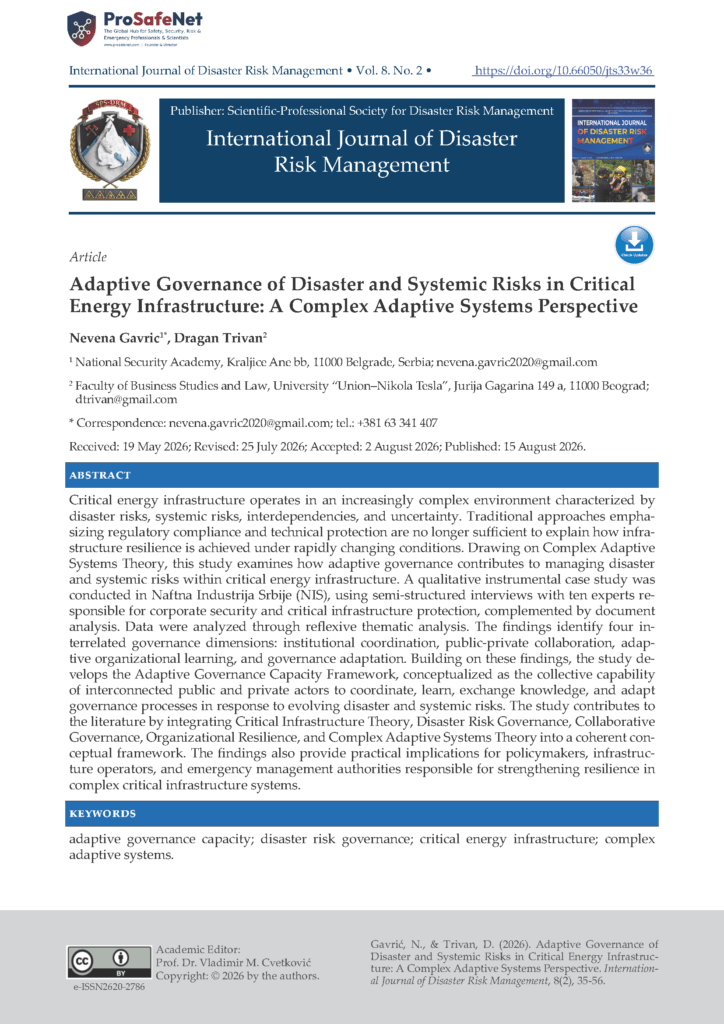 Adaptive Governance of Disaster and Systemic Risks in Critical Energy Infrastructure: A Complex Adaptive Systems Perspective Pages from 003. Paper Adaptive Governance of Disaster and Systemic Risks in Critical Energy Infrastructure: A Complex Adaptive Systems Perspective