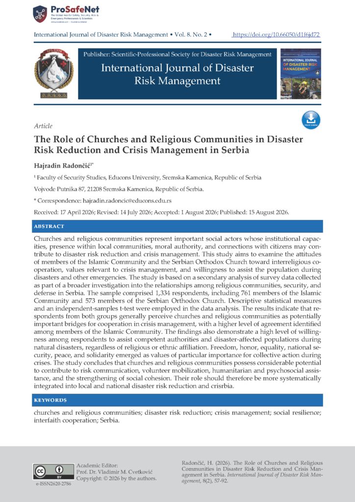 The Role of Churches and Religious Communities in Disaster Risk Reduction and Crisis Management in Serbia The Role of Churches and Religious Communities in Disaster Risk Reduction and Crisis Management in Serbia