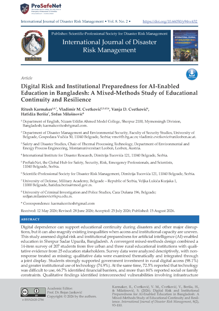 Digital Risk and Institutional Preparedness for AI-Enabled Education in Bangladesh: A Mixed-Methods Study of Educational Continuity and Resilience Digital Risk and Institutional Preparedness for AI-Enabled Education in Bangladesh: A Mixed-Methods Study of Educational Continuity and Resilience