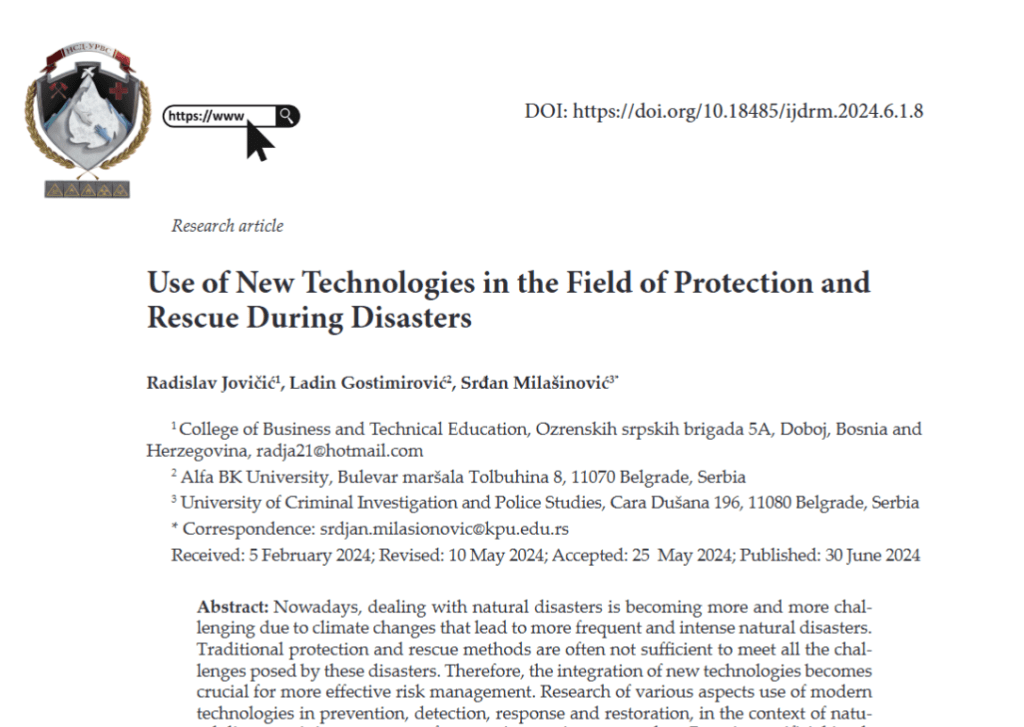 Screenshot 2026 08 07 182959 1 Use of New Technologies in the Field of Protection and Rescue During Disasters