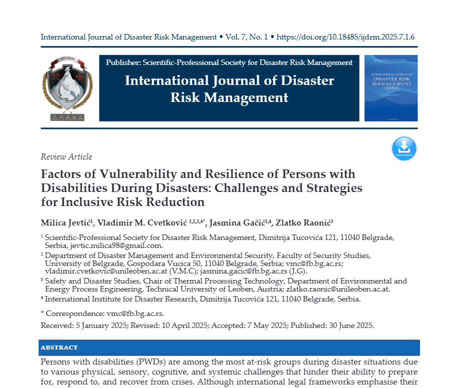 Factors of Vulnerability and Resilience of Persons with Disabilities During Disasters: Challenges and Strategies for Inclusive Risk Reduction Screenshot 2026 08 08 093216 1 Factors of Vulnerability and Resilience of Persons with Disabilities During Disasters: Challenges and Strategies for Inclusive Risk Reduction