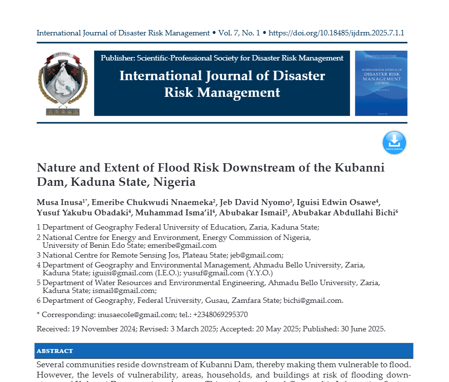 Nature and Extent of Flood Risk Downstream of the Kubanni Dam, Kaduna State, Nigeria Screenshot 2026 08 08 114854 Nature and Extent of Flood Risk Downstream of the Kubanni Dam, Kaduna State, Nigeria