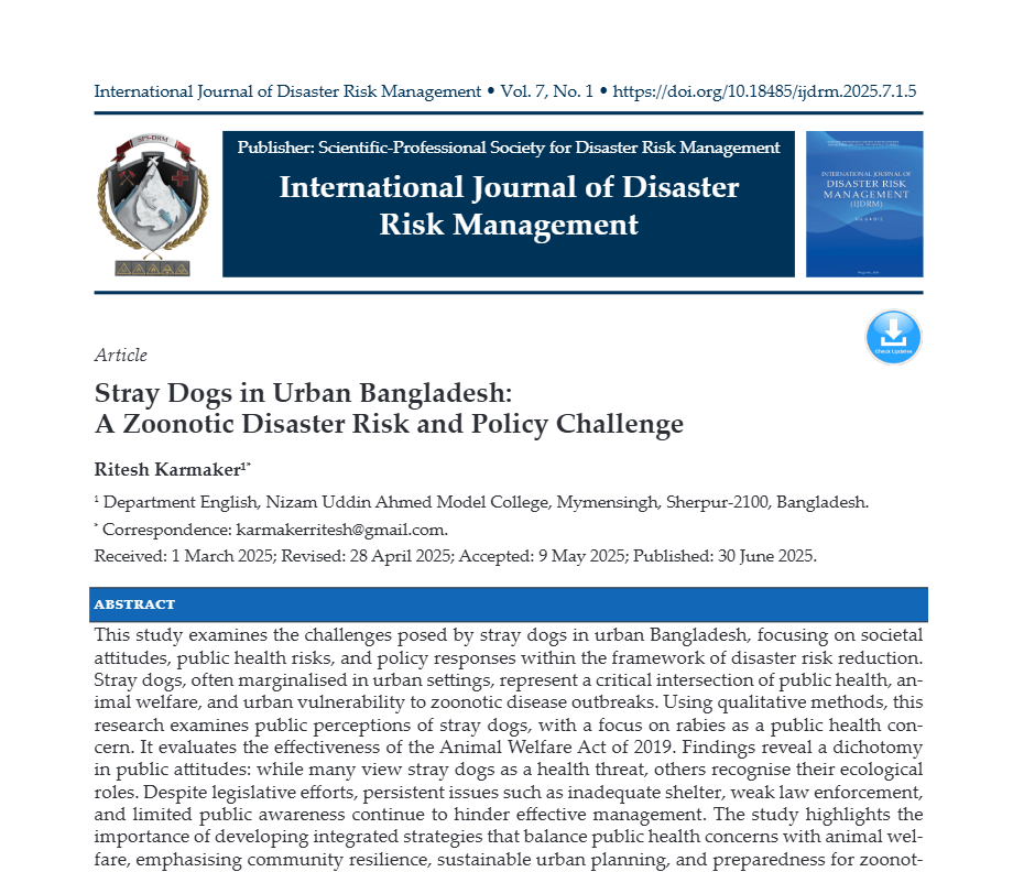 Stray Dogs in Urban Bangladesh: A Zoonotic Disaster Risk and Policy Challenge Screenshot 2026 08 08 115637 1 Stray Dogs in Urban Bangladesh: A Zoonotic Disaster Risk and Policy Challenge
