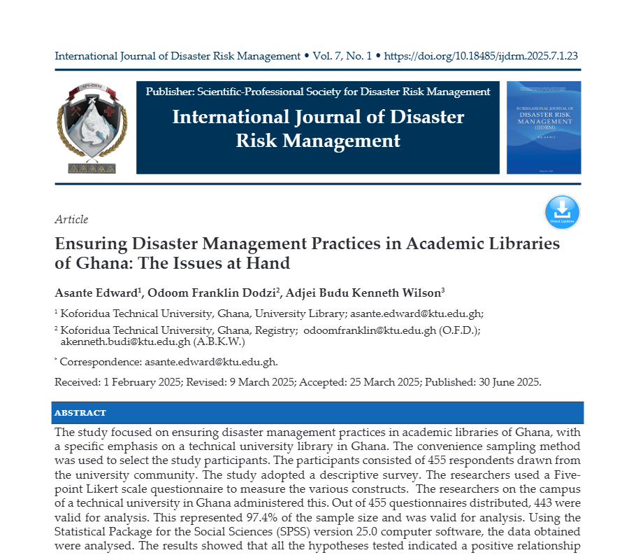 Ensuring Disaster Management Practices in Academic Libraries of Ghana: The Issues at Hand Screenshot 2026 08 09 125516 Ensuring Disaster Management Practices in Academic Libraries of Ghana: The Issues at Hand