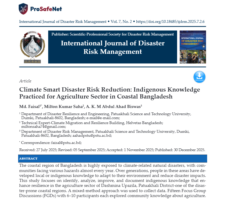 Climate Smart Disaster Risk Reduction: Indigenous Knowledge Practiced for Agriculture Sector in Coastal Bangladesh Screenshot 2026 08 10 125802 Climate Smart Disaster Risk Reduction: Indigenous Knowledge Practiced for Agriculture Sector in Coastal Bangladesh