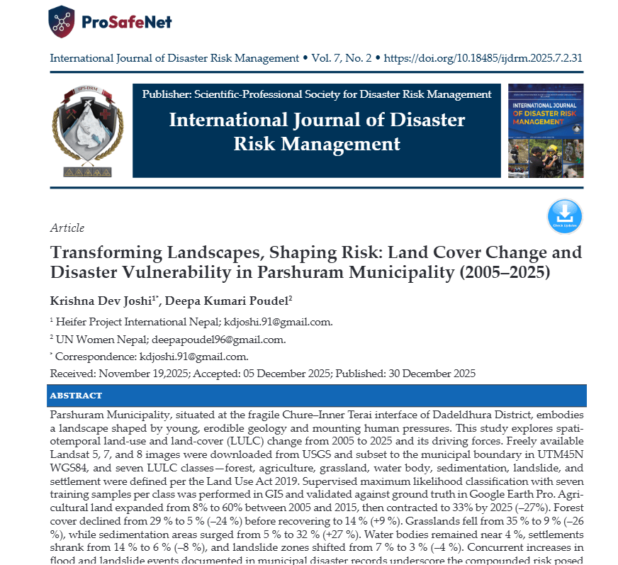 Transforming Landscapes, Shaping Risk: Land Cover Change and Disaster Vulnerability in Parshuram Municipality (2005–2025) Screenshot 2026 08 10 184402 Transforming Landscapes, Shaping Risk: Land Cover Change and Disaster Vulnerability in Parshuram Municipality (2005–2025)