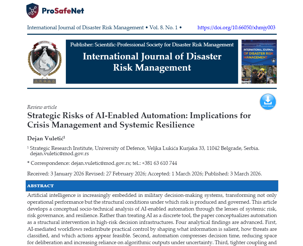 Strategic Risks of AI-Enabled Automation: Implications for Crisis Management and Systemic Resilience Strategic Risks of AI-Enabled Automation: Implications for Crisis Management and Systemic Resilience