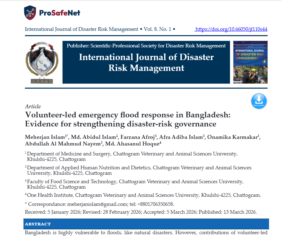 Volunteer-led emergency flood response in Bangladesh: Evidence for strengthening disaster-risk governance Volunteer-led emergency flood response in Bangladesh