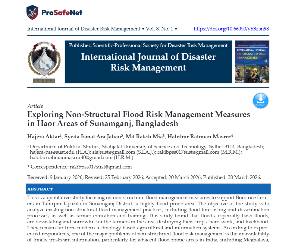 Exploring Non-Structural Flood Risk Management Measures in Haor Areas of Sunamganj, Bangladesh Exploring Non-Structural Flood Risk Management Measures in Haor Areas of Sunamganj, Bangladesh
