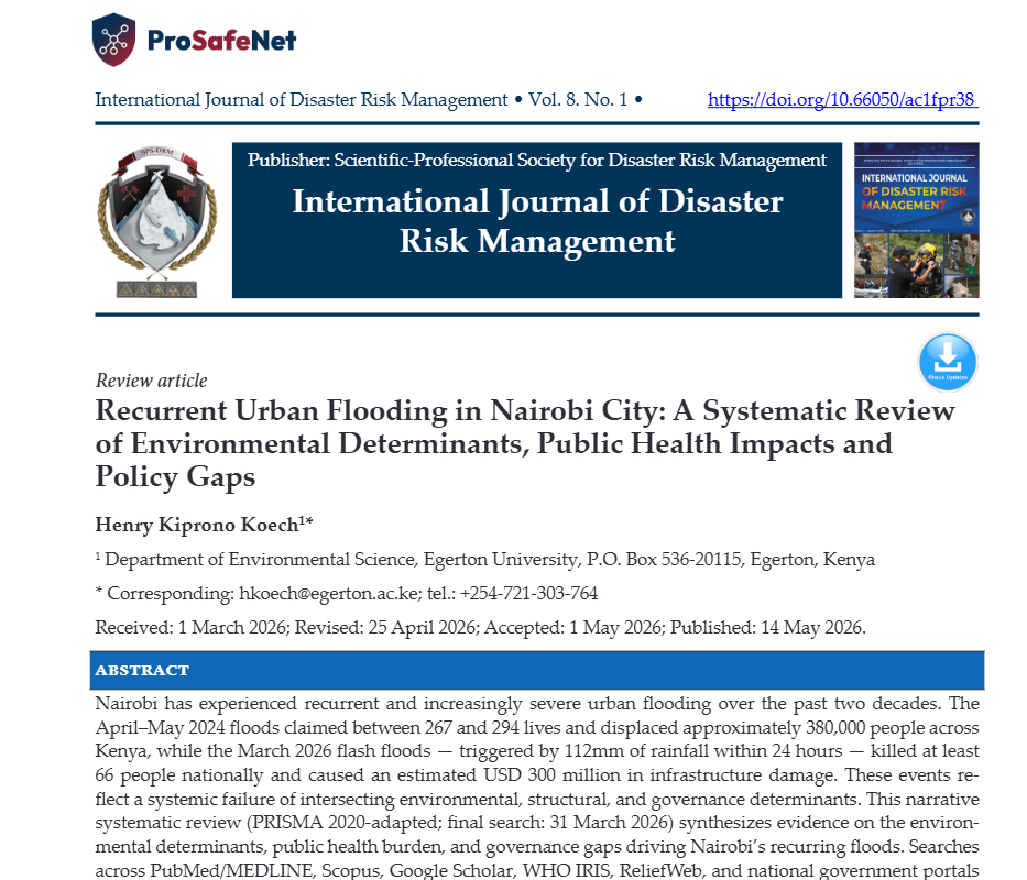 Recurrent Urban Flooding in Nairobi City: A Systematic Review of Environmental Determinants, Public Health Impacts and Policy Gaps Recurrent Urban Flooding in Nairobi City