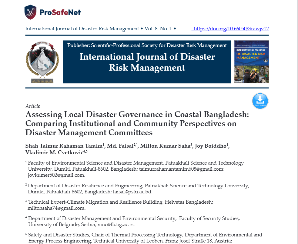 Assessing Local Disaster Governance in Coastal Bangladesh: Comparing Institutional and Community Perspectives on Disaster Management Committees Assessing Local Disaster Governance in Coastal Bangladesh