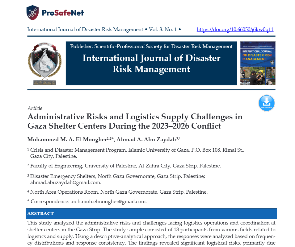 Administrative Risks and Logistics Supply Challenges in Gaza Shelter Centers During the 2023–2026 Conflict Administrative Risks and Logistics Supply Challenges in Gaza Shelter Centers During the 2023–2026 Conflict